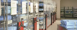 Hospital Rolling Shelving saves aisles space while holding more in less space